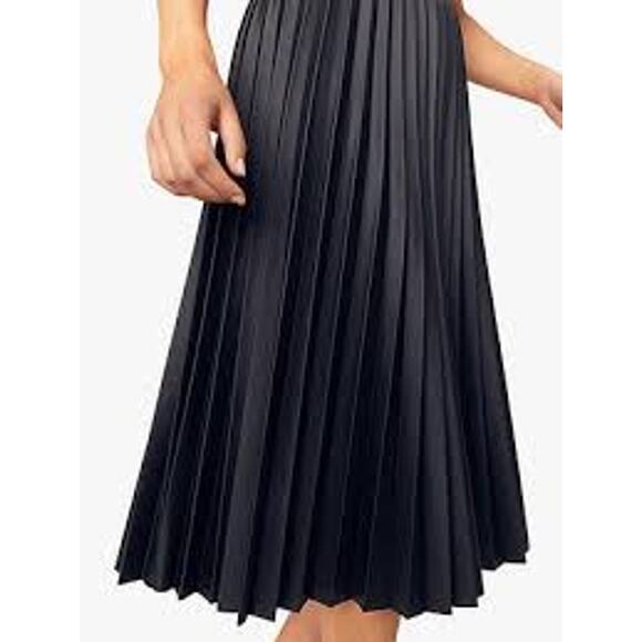 Oasis Black Faux Suede Pleated Midi Skirt US 10 Medium M - Picture 3 of 13